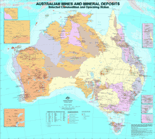 Minerals Map of Australia - Click to view enlarged copy (Copyright Geoscience Australia 2007)