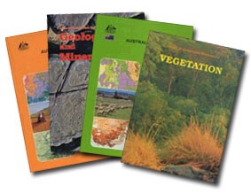 Image showing the original hardcopy covers of the historical atlas series.(Copyright Geoscience Australia)