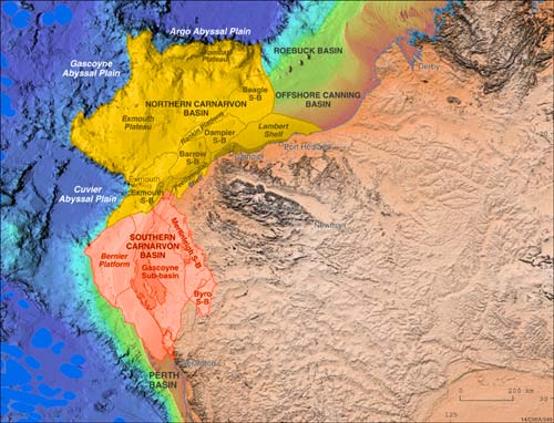 Click on the north or south Carnarvon basin area for data (GA1188)