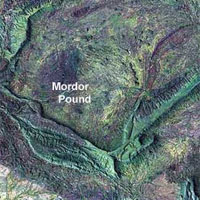 Landsat 7 satellite image showing Mordor Pound, 70km north-east of Alice Springs in the Northern Territory, Australia