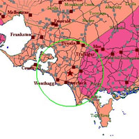 Map showing location of 3.7 magnitude earthquake near Korumburra, Victoria. © Geoscience Australia.