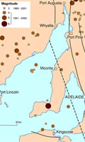 GPS locations in South Australia.  Click here to view image of earthquake history in South Australia