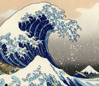 Recognised as the international signature for tsunami, this painting is by Japanese artists, Katsushika Hokusai - www.katsushikahokusai.org
