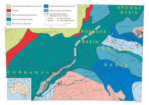 Location map of the Offshore Canning Basin area showing major geologicacal structure and basin boundaries 
