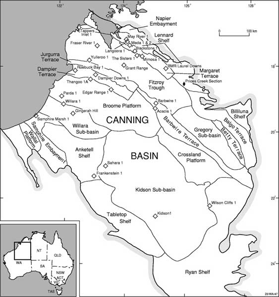  Location map of the Onshore Canning Basin. 
