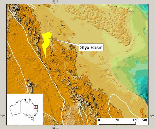Location map of the Styx Basin. 