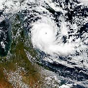 Cyclone Ingrid, TERRA satellite, 8 March 2005. Select this image for a larger view, JPG 204KB