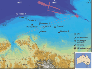 Fig 1. Location map showing Arafura Basin study area and seepage tracks.