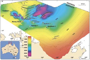 Fig 3. Sediment thickness map of Arafura region.