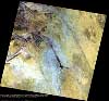 [Click for high-res image] 1st image acquired by GA from CBERS on 7 April 2006. Image is approx 100km east of Alice Springs, Australia. The swath width is around 110km