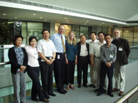 Geoscience Australia’s Adrian Hitchman and Miriam Middelmann (centre) with members of the visiting Mongolian delegation.