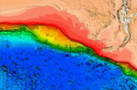 Bathymetric section of Great Australian Bight.
