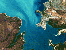 Darwin Harbour: Image acquired and processed by Geoscience Australia. Click for larger image. All ALOS images ? Commonwealth of Australia (Geoscience Australia) 2006