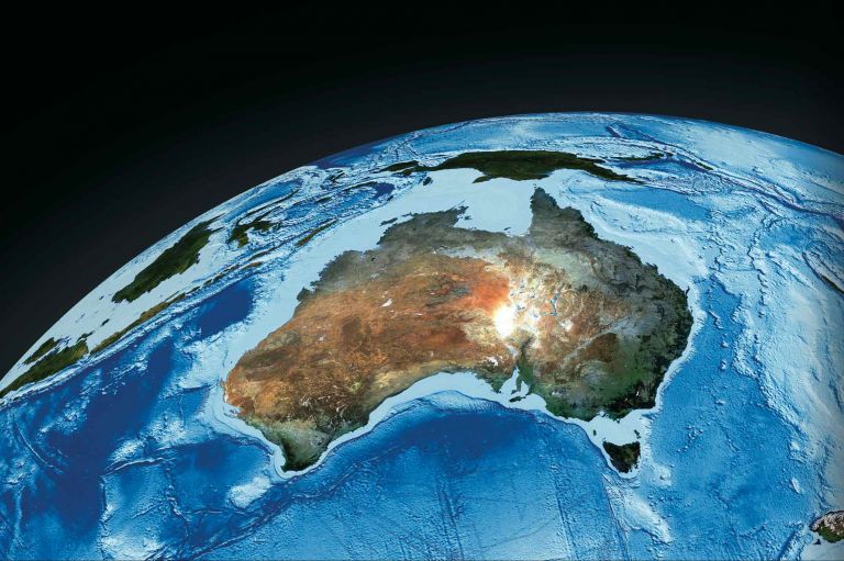 Blue marble image created by GA of Australian continent