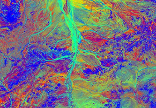 Abstract colorful fluorescent image of landscape