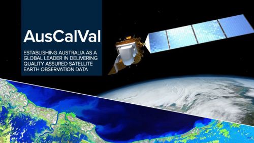 Part-screenshot of cover of AusCalVal report showing satellite and satellite image