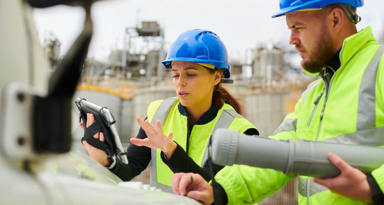 site engineers at petrochemical plant