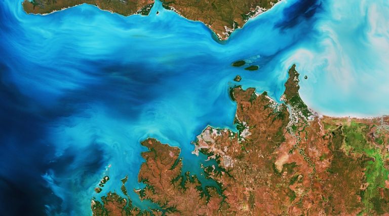 Abstract image showing Australian coast and waters as captured by satellite