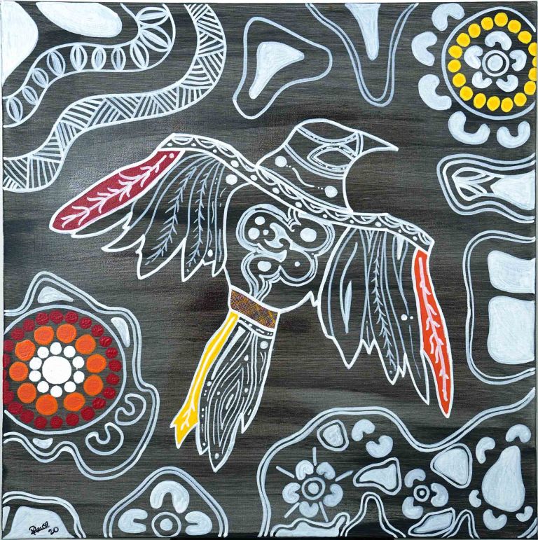 Aboriginal line artwork of a crow