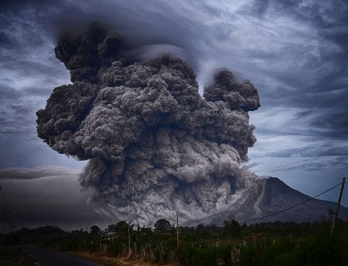 Volcanic ash covering the sky